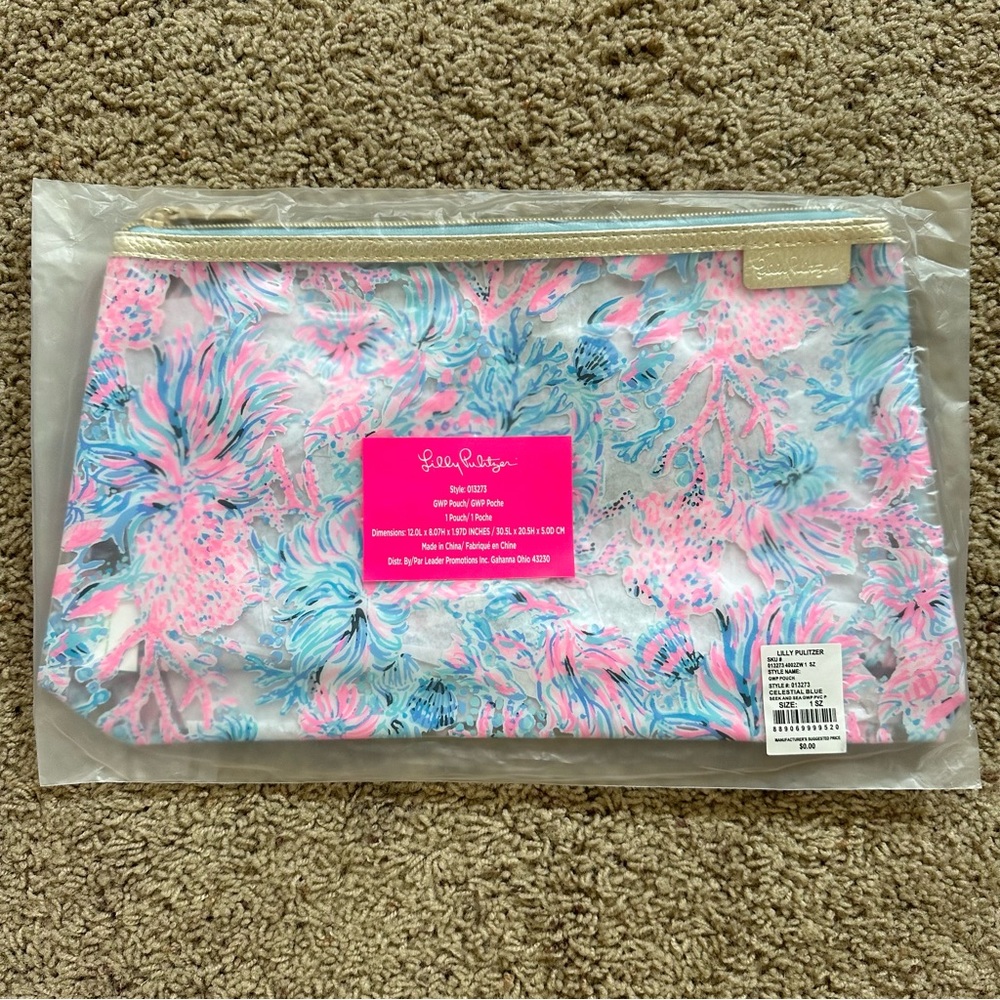 Lilly Pulitzer Clear Printed Pouch - Seek and Sea